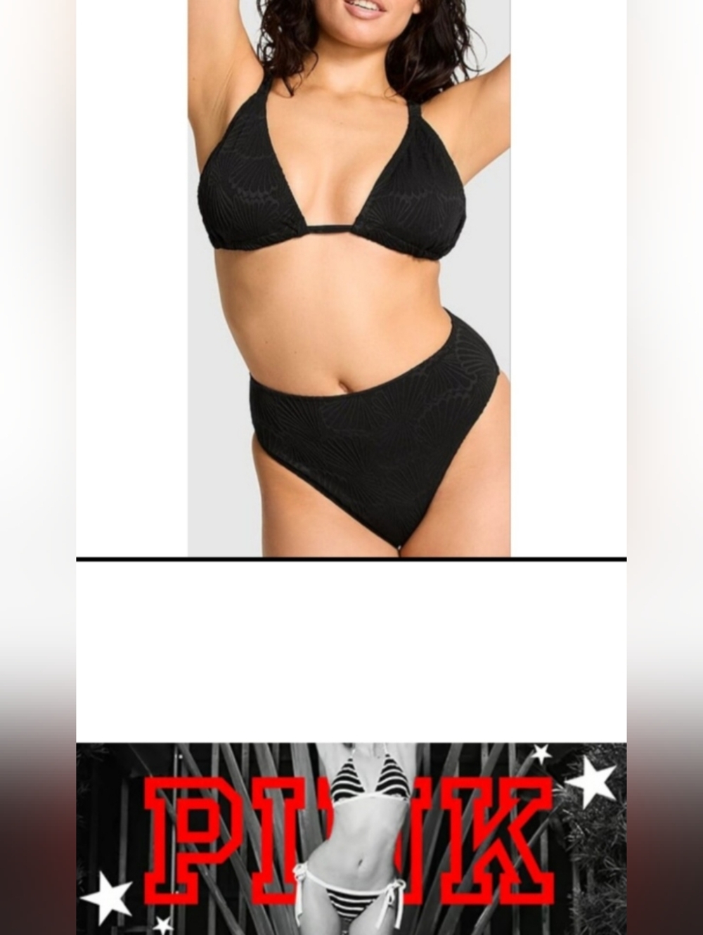 SDD/M PINK Swim Black Triangle High Waist Bikini Set